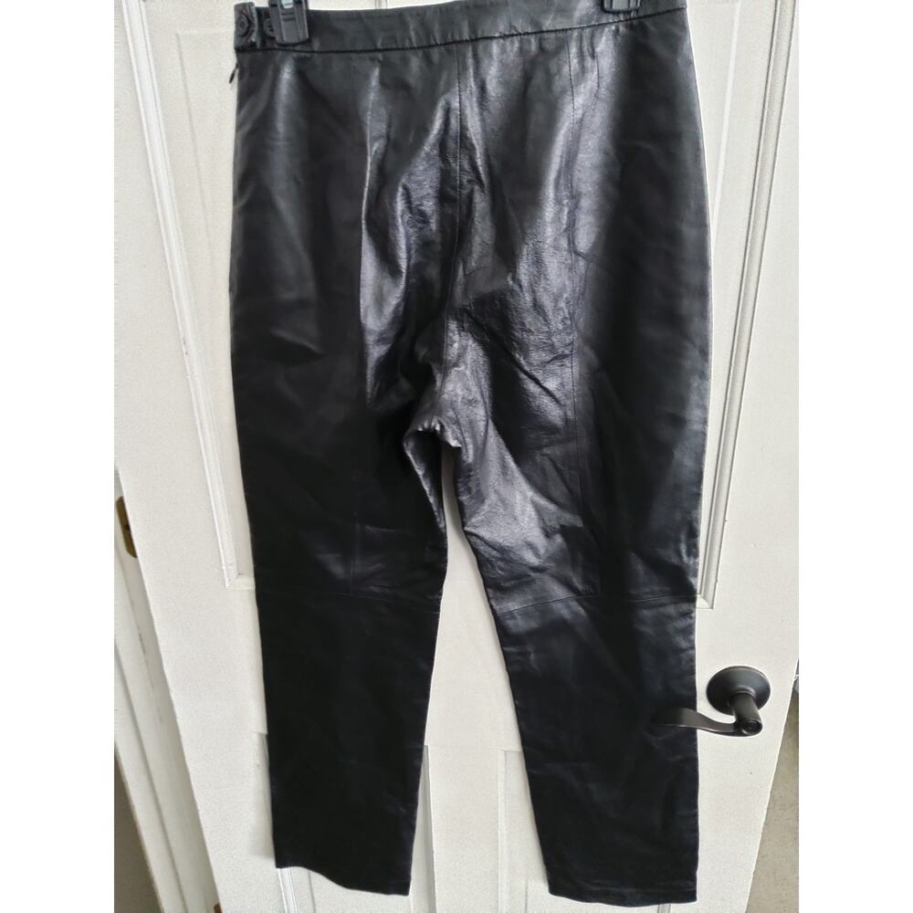 Vtg Clio fitted Leather black pants size 8 Womens Mobwife party bratz biker vamp - Picture 7 of 10